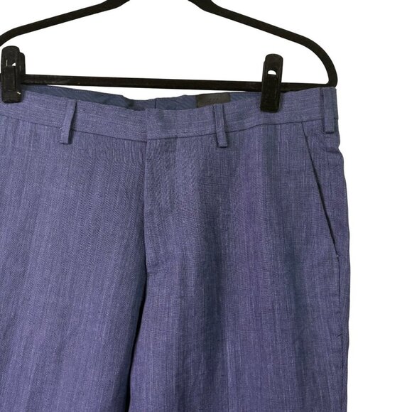 H&M Men's 100% Linen Slim Fit Navy Blue Dress Pants Trousers Size 34 33" Inseam - Picture 5 of 10